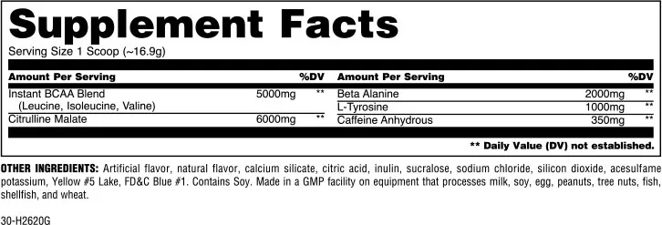 Animal Fury by Universal Nutrition - Supplement Facts