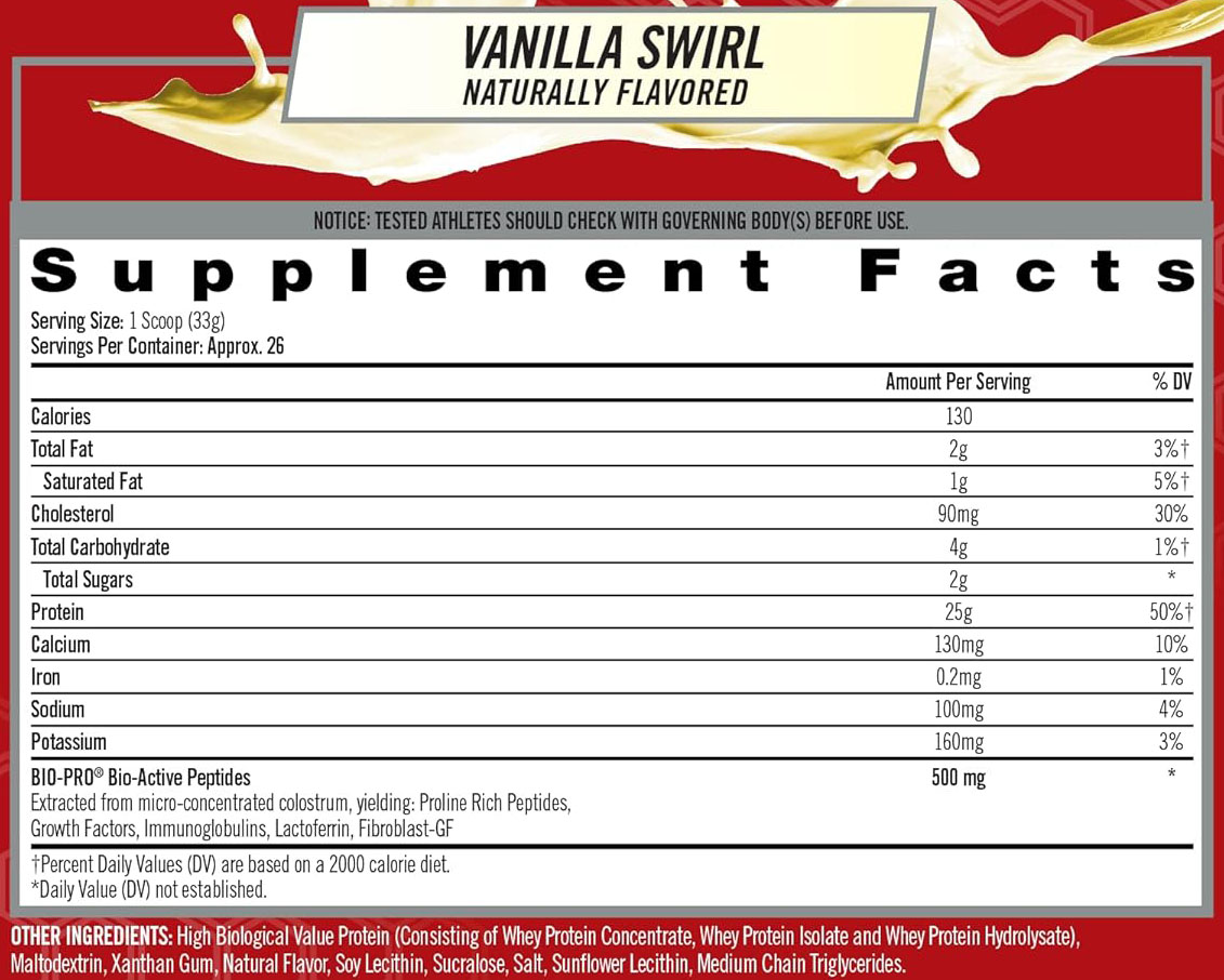 Bio-Active Whey by iSatori - Vanilla Swirl - Supplement Facts