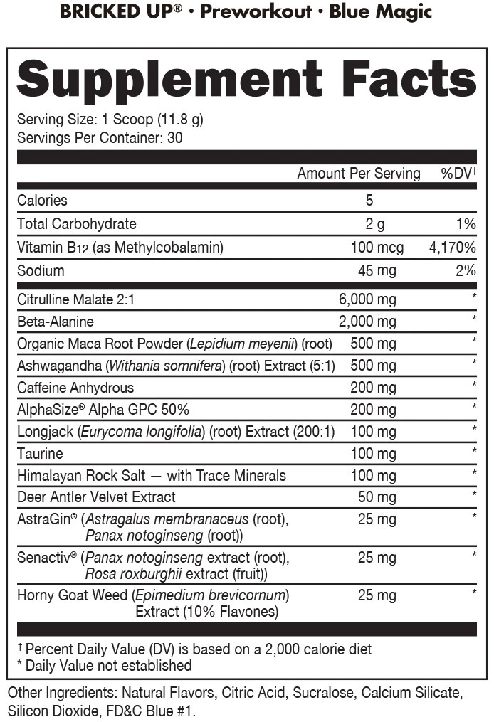 Bricked Up by Bucked Up - Supplement Facts