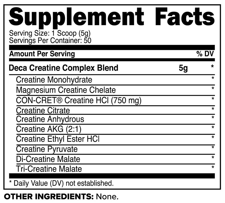 Creatine-X by PrimaForce- Supplement Facts