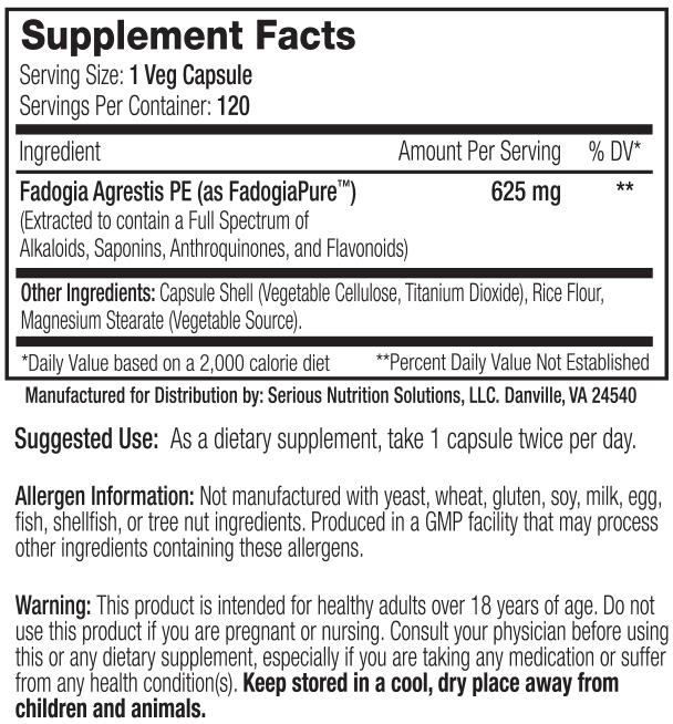 Fadogia XT by SNS - Supplement Facts