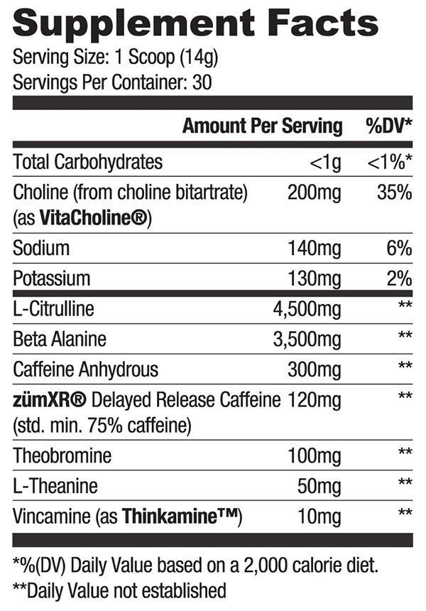 Loaded Pre by Ryse Supplements - Supplement Facts