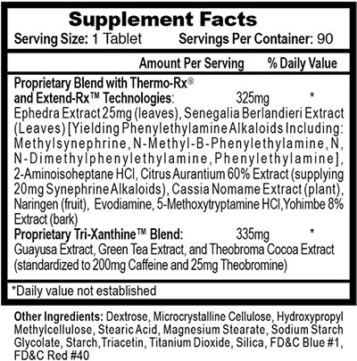 Lipo drene Hardcore by Hi-Tech Pharmaceuticals by Hi-Tech Pharmaceuticals  - Supplement Facts