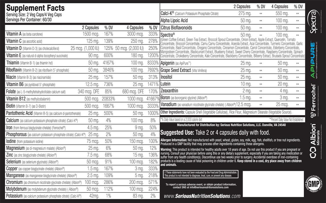 Multi XT by SNS - Supplement Facts