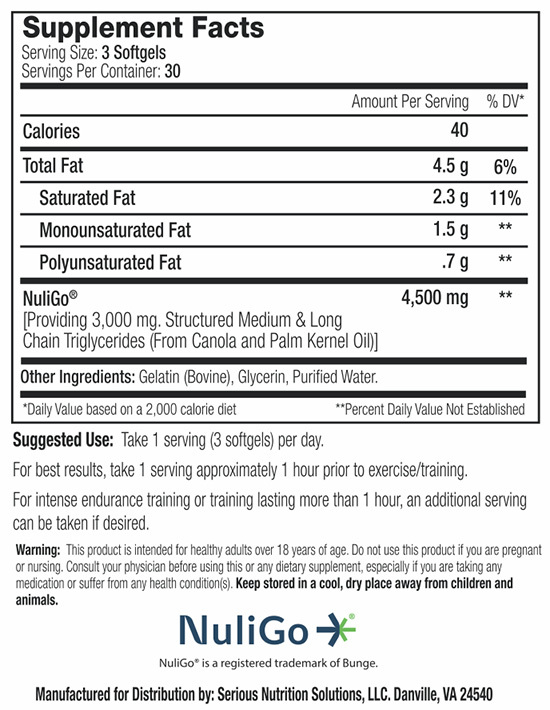 Nuligo XT by SNS - Supplement Facts