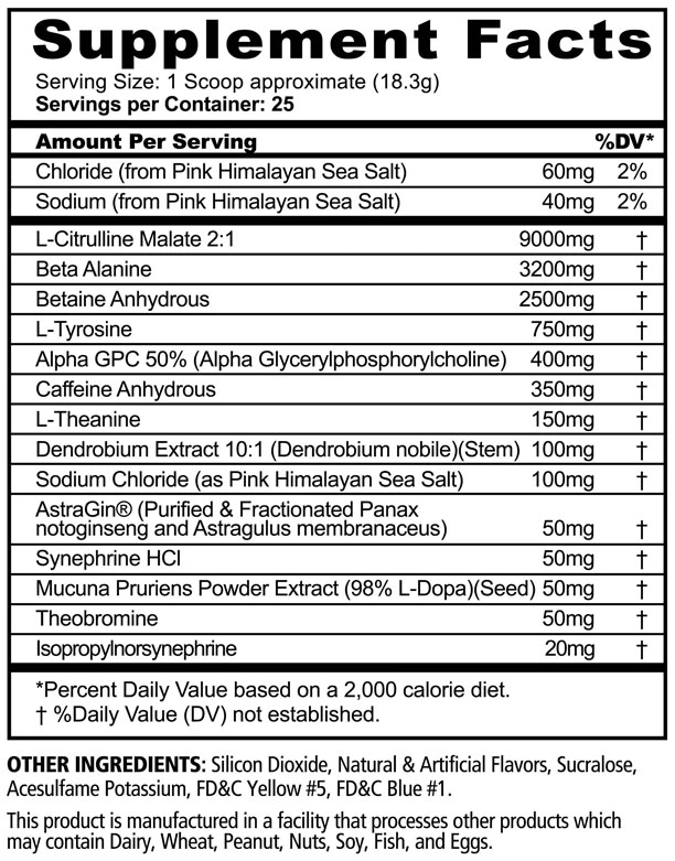 Pandamic Extreme Pre Workout by Panda Supplements - Supplement Facts