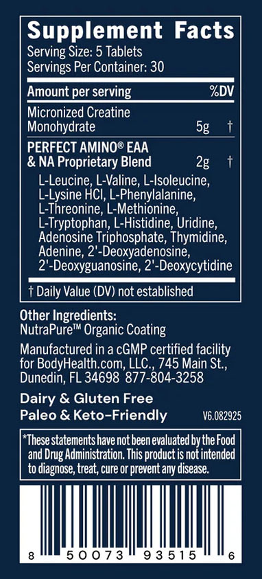 Perfect Amino Creatine Tablets by BodyHealth - Supplement Facts