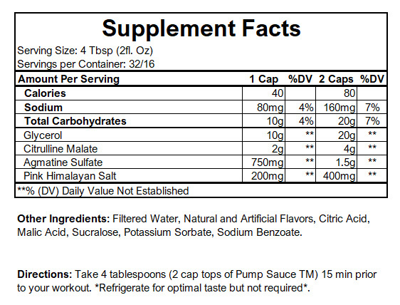 Pump Sauce - Supplement Facts