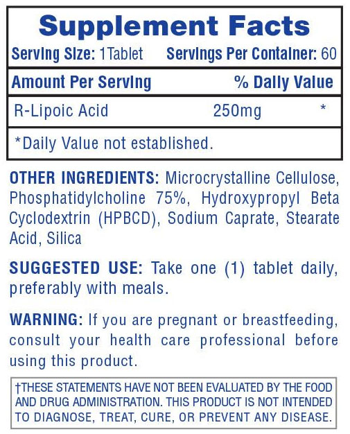 R-ALA R-Lipoic Acid by Hi Tech Pharmaceuticals - Supplement Facts
