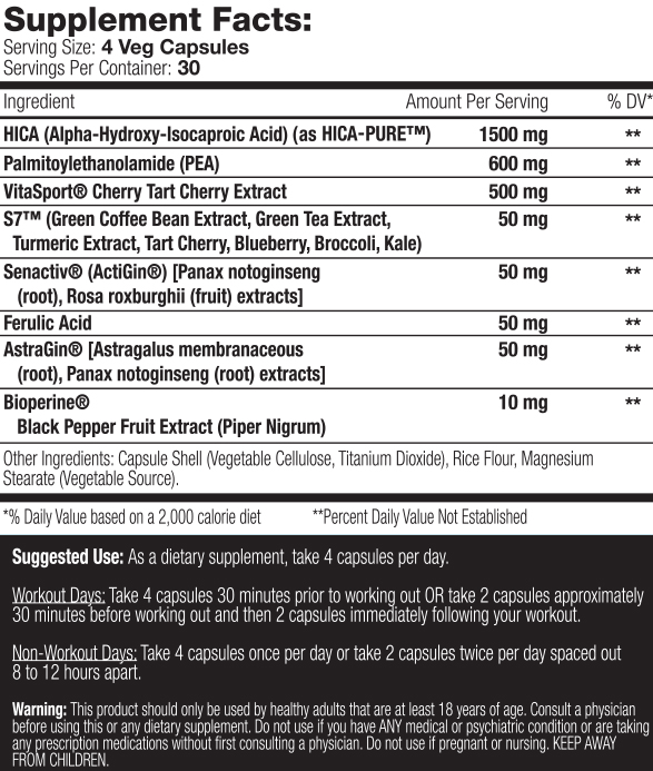 Recovery Fix by Muscle Addiction - Supplement Facts