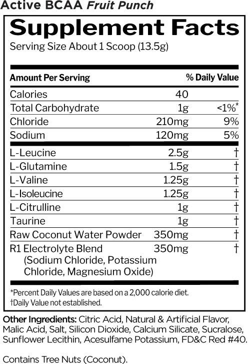 R1 Active BCAAs by Rule 1 - Fruit Punch - Supplement Facts