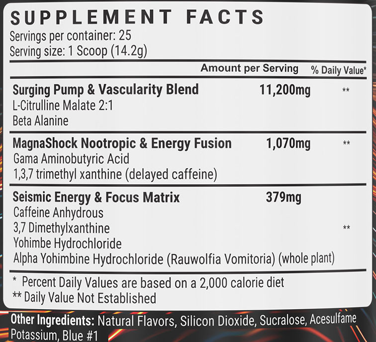 Seismic Surge by Hard Rock Supplements - Rocket Pop - Supplement Facts