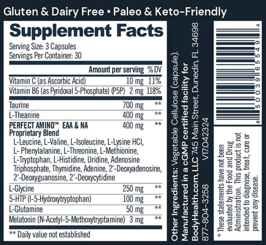 BodyHealth Sleep Enhanced with Perfect Amino - Supplement Facts