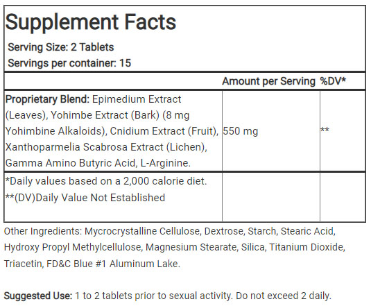 Stamina-Rx by Hi-Tech Pharmaceuticals - Supplement Facts