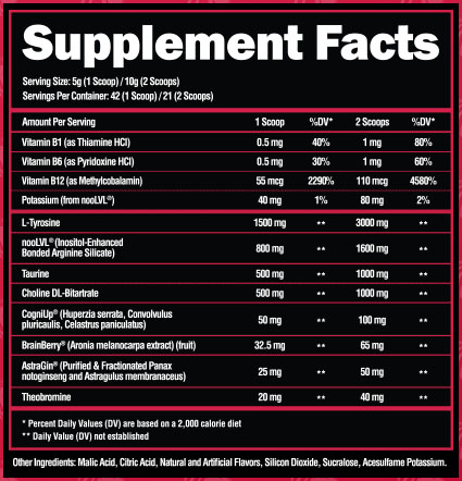SuperHuman Focus by Alpha Lion - Pink Lionade - Supplement Facts