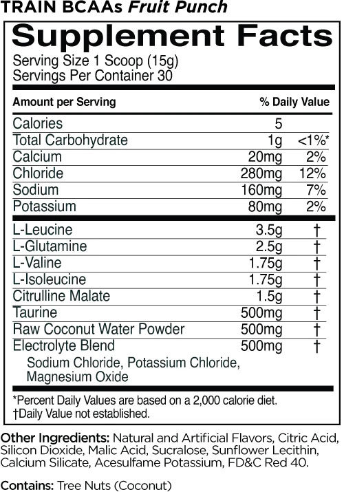 R1 Train BCAAs by Rule 1 - Fruit Punch - Supplement Facts