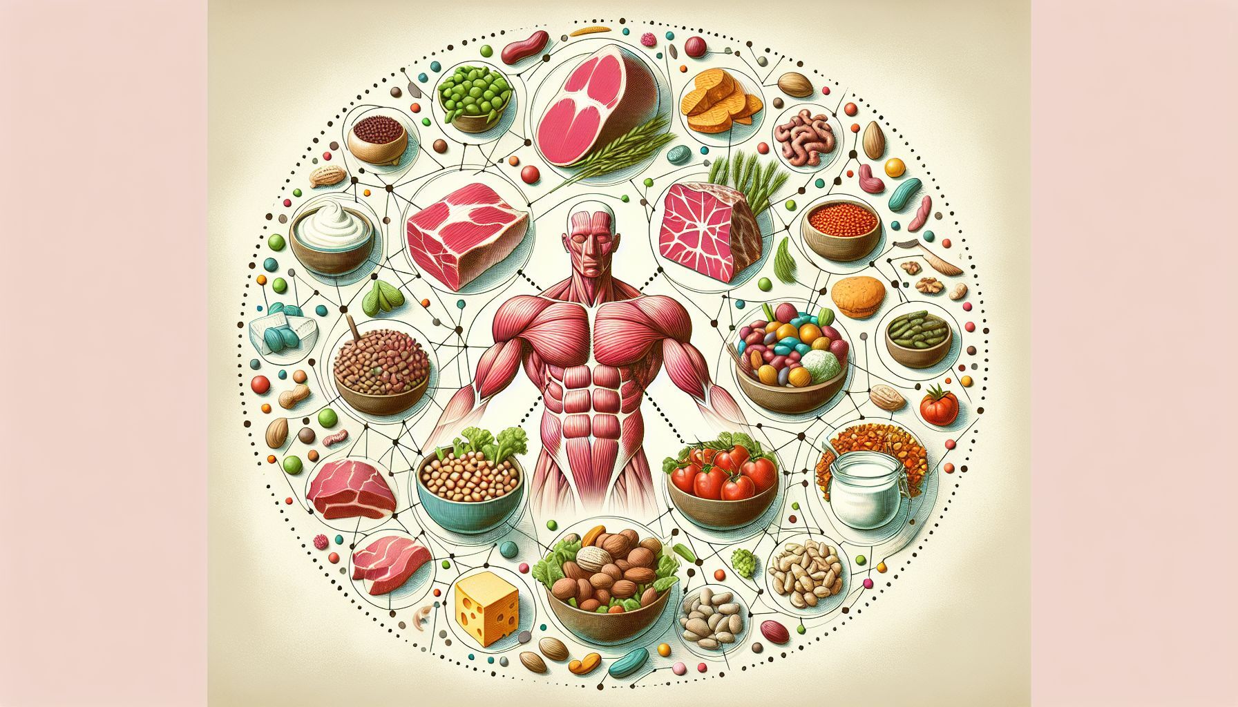Diagram showing different sources of high protein food