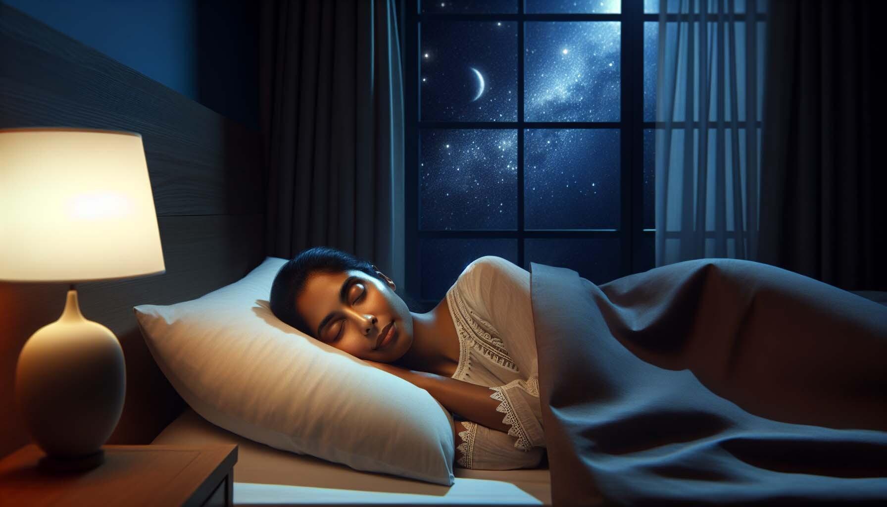 Illustration of a person sleeping peacefully in bed