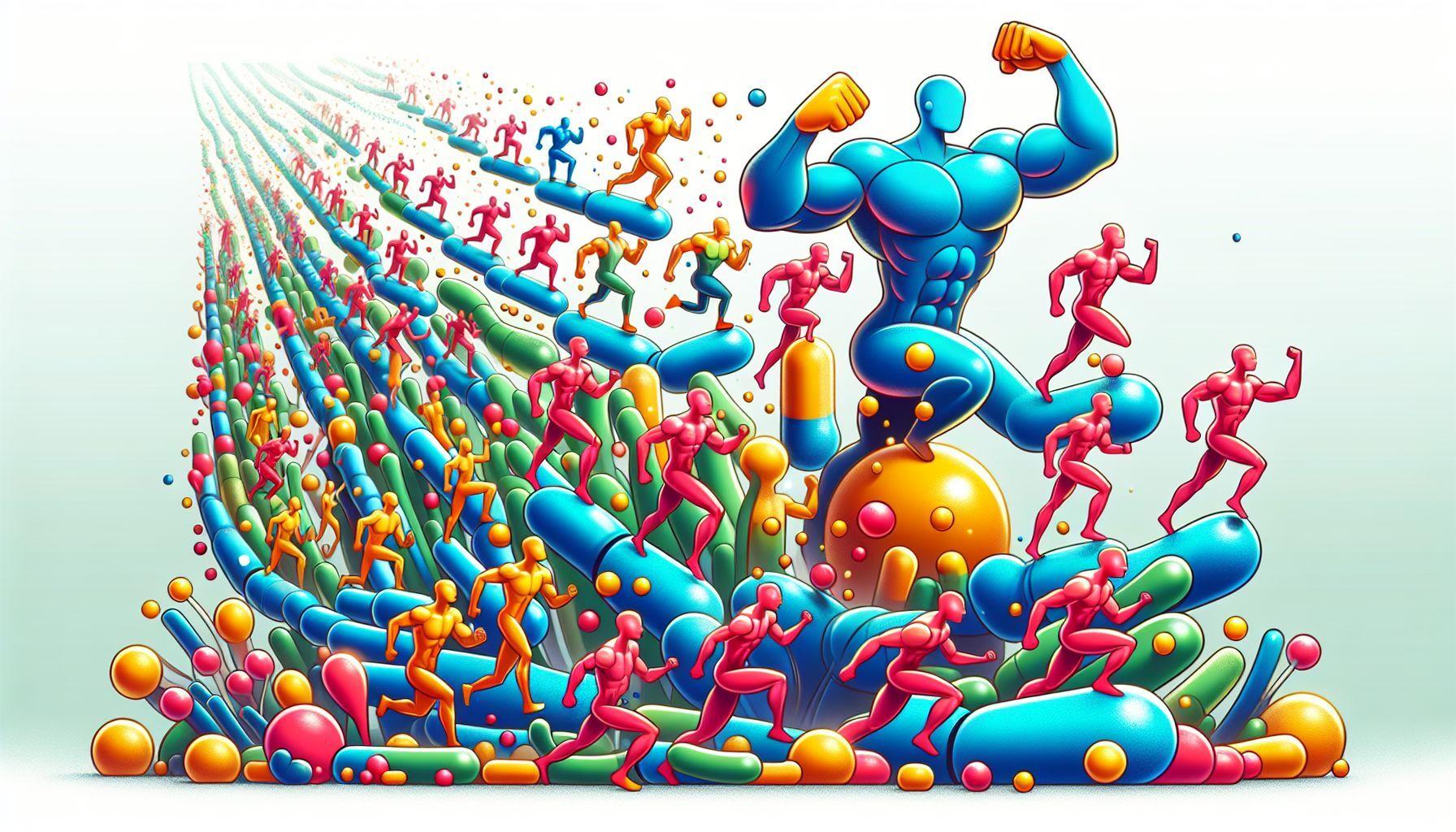 Illustration of amino acids and muscle support