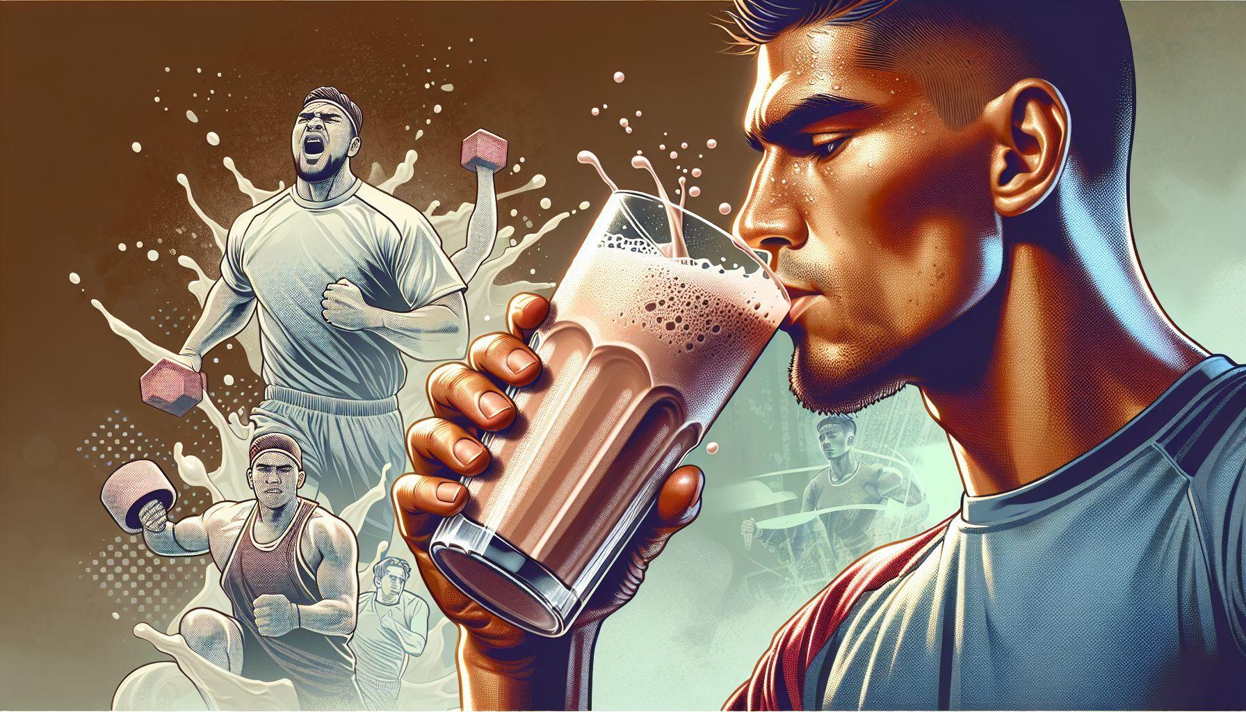 A person drinking chocolate milk after a workout
